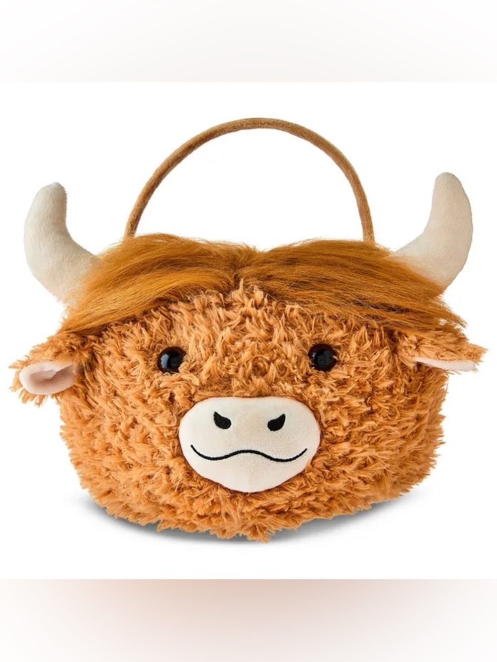 NEW Brown Highland Cow Plush Basket Birthday Party Halloween Easter Farm